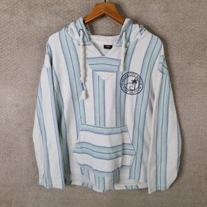 Sunsations Hoodie Womens L Blue‎ Striped Panama City Beach Stay Salty Baja